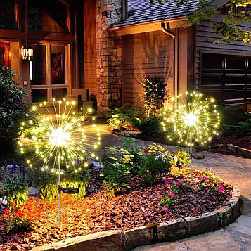 Світильники "Феєрверк" на сонячній батареї, 120 світлодіодів, теплий білий, комплект