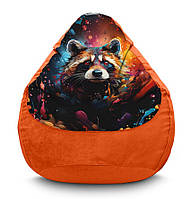 Кресло мешок «Raccoon in paints» Флок