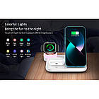 Зарядка Qi 4in1 wireless charger RGB X499 |Phone/Watch/Earphones, 15W Max| біла Без бренду, фото 8