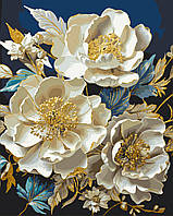 Картина по номерам 50*60 см Цветы. Белые пионы с золотыми красками Оригами LW 30410-big exclusive