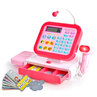 Дитячий касовий апарат з калькулятором, мікрофоном, сканером, кошиком з продуктами та світловими і звуковими ефектами,