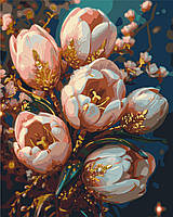 Картина по номерам 50*60 см Цветы. Нежные тюльпаны с золотыми красками Оригами LW 3304-big exclusive