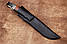 Ніж ручної роботи для полювання Ворон 2, ніж нескладний із дамаської сталі, зі шкіряним чохлом у комплекті, фото 5