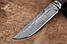 Ніж ручної роботи для полювання Ворон 2, ніж нескладний із дамаської сталі, зі шкіряним чохлом у комплекті, фото 3
