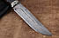 Ніж ручної роботи для полювання Ворон 2, ніж нескладний із дамаської сталі, зі шкіряним чохлом у комплекті, фото 4