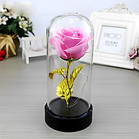 Роза в колбе с LED подсветкой ночник светильник вечная роза (розовая) Цветы в колбе с подсветкой