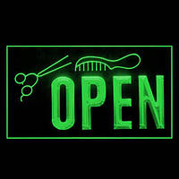 Вивіска для салону краси, що світиться в темряві, гребінець ножиці