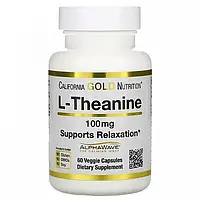 L-теанин 100 мг (L-Theanine) California Gold Nutrition 60 вегетарианских капсул