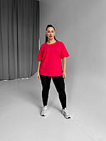 Женская хлопковая, классическая футболка больших размеров с надписью Красный, XL