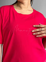 Женская хлопковая, классическая футболка больших размеров с надписью Красный, 2XL
