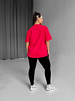 Женская хлопковая, классическая футболка больших размеров с надписью Красный, 3XL