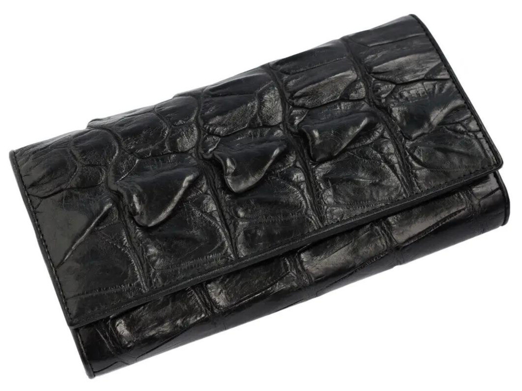 Гаманець зі шкіри крокодила Ekzotic Leather чорний