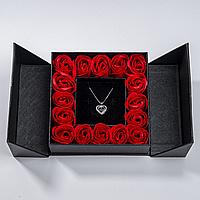 Подарочный набор из роз с кулоном, ароматные мыльные цветы с изысканным украшением в форме сердца