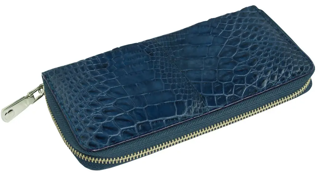 Гаманець Ekzotic Leather з натуральної шкіри крокодила Синій (cw 82_3)