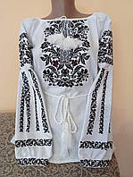 Жіноча вишиванка сорочка для жінки з чорною сокільською вишивкою  "Соколиний узір"