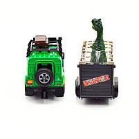 Ігровий набір Land Rover зелений з причепом і динозавром метал пластик довжина з пицепом 29см (520178.270), фото 4