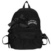 Рюкзак для девочки школьный с бантиками стильный Rentegner водонепроницаемый черный