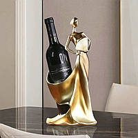 Підставка під пляшку вина Леді з віялом 35 см х 17 см  х 14,5 см Золотий
