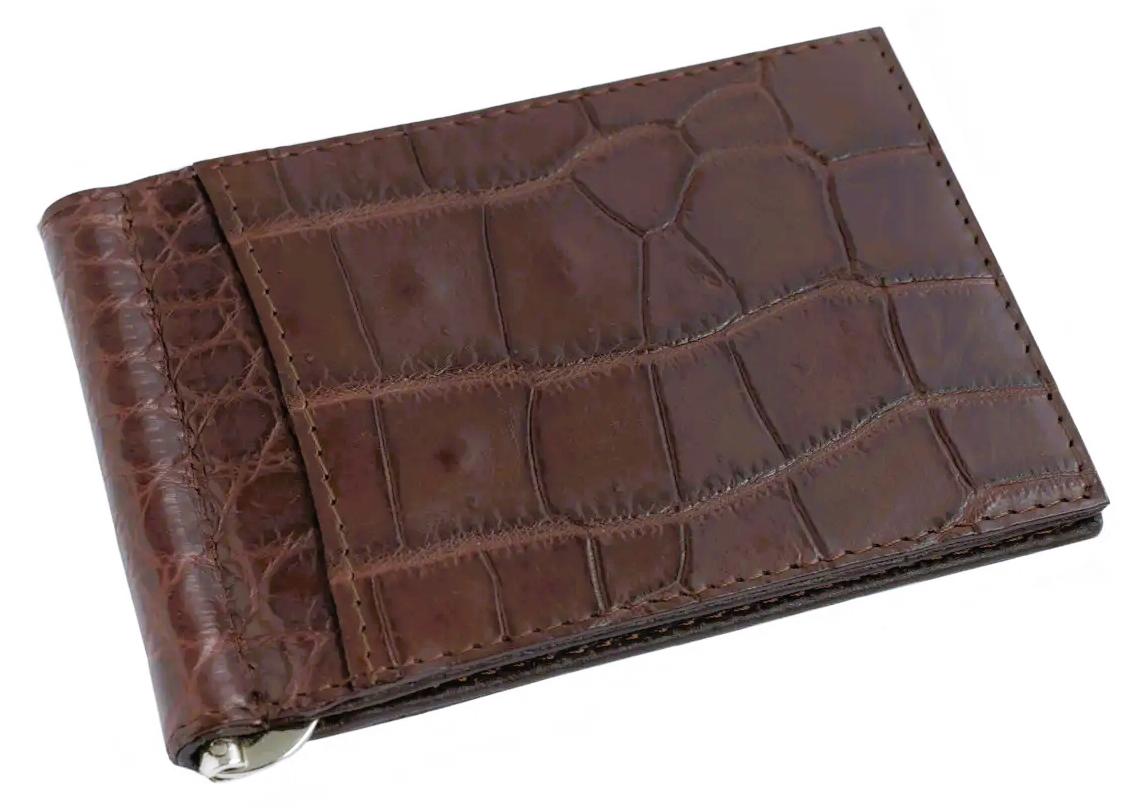 Затискач для грошей зі шкіри крокодила Ekzotic Leather Коричневий (cc02_1), фото 1