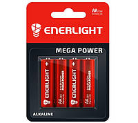 Батарейка лужна Enerlight Mega Power AA LR6 1.5V, 4 штуки RED БЛИСТЕР