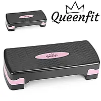 Степ-платформа QueenFit 3-х уровневая черно-розовая