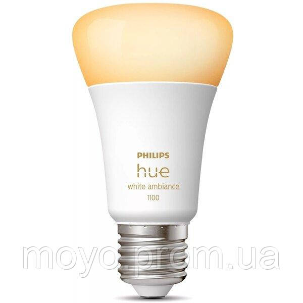 Лампа розумна Philips Hue E27, 11 W (60 Вт), 2200 K-6500 K, Tunable white, ZigBee, Bluetooth (929002468401)
