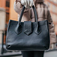 Стильна шкіряна жіноча сумка Луїзіана чорна Елегантна жіноча сумочка
