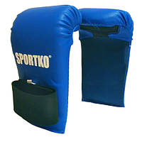 Перчатки накладки для карате с открытыми пальцами SPORTKO (Кожвинил) (S-L) (Синий, Красный, Белый)