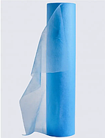 Одноразовые простыни в рулоне(спанбонд) голубые 0,6*100 м (плотность 20 гр/м2)