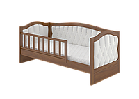 Дитяче односпальне дерев'яне ліжко БОНА з м'якими частинами, масив сосни, горіх світлий, 80х190