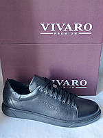 Туфли спортивные VIVARO 5566 кожаные черные