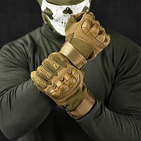 Тактические перчатки ЗСУ штурмовые полнопалые олива (M - XXL) Защитные военные перчатки для стрельбы