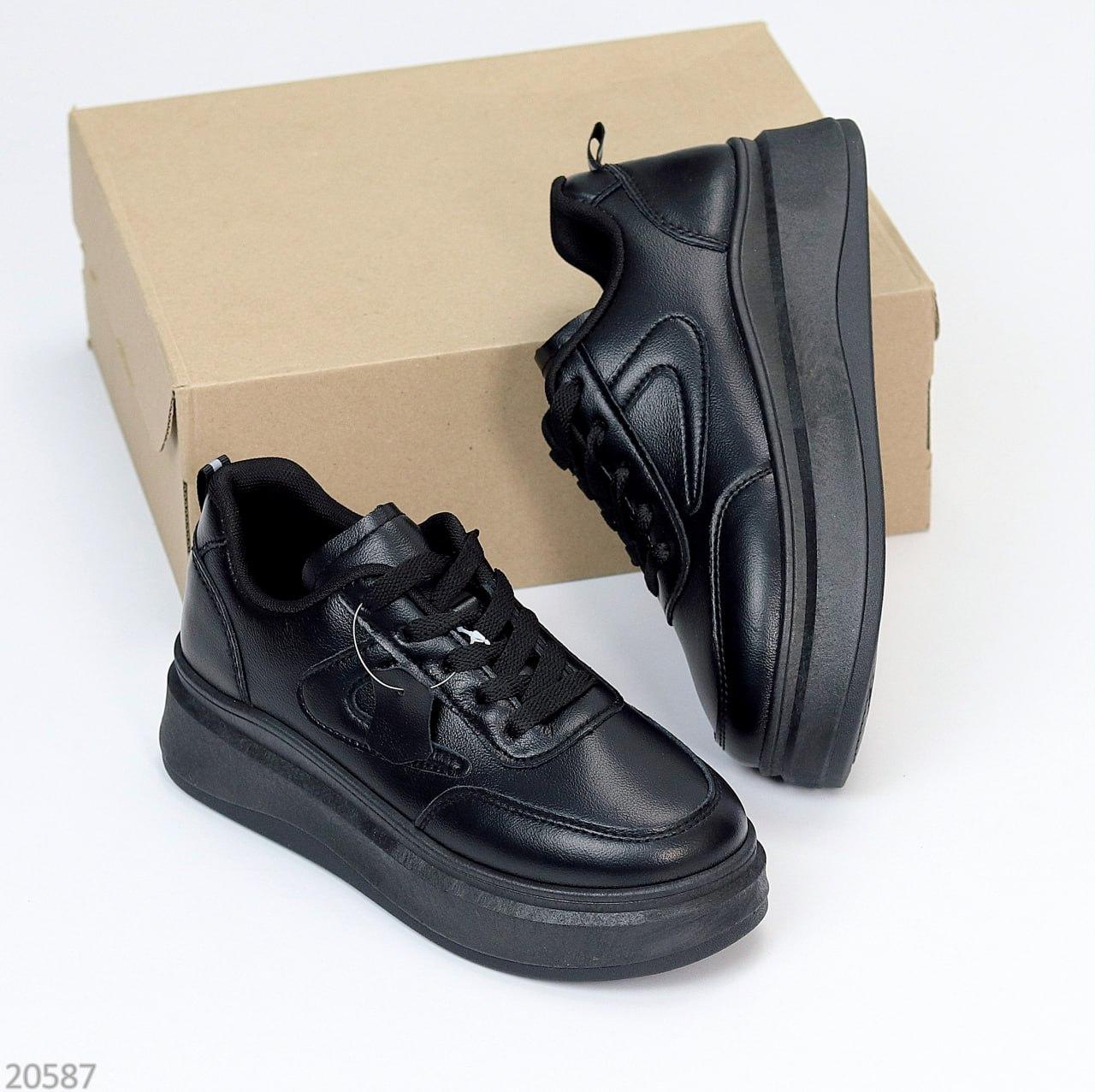 Женские кожаные кроссовки молодежные стильные черные натуральная кожа 37 - фото 5 - id-p2121433066