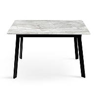 Стильный современный обеденный кухонный раскладной стол прямоугольный 120*75 см на кухню столешница под мрамор Этна базальт