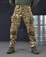 Штурмовые штаны мультикам рип-стоп с наколенниками, тактические штаны зсу мультикам dh384