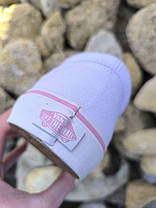ЗНИЖКА Білі тканинні кеди VANS white/Pink з рожевою смугою жіночі текстильні весна- літо, фото 5