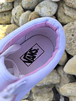 ЗНИЖКА Білі тканинні кеди VANS white/Pink з рожевою смугою жіночі текстильні весна- літо, фото 4