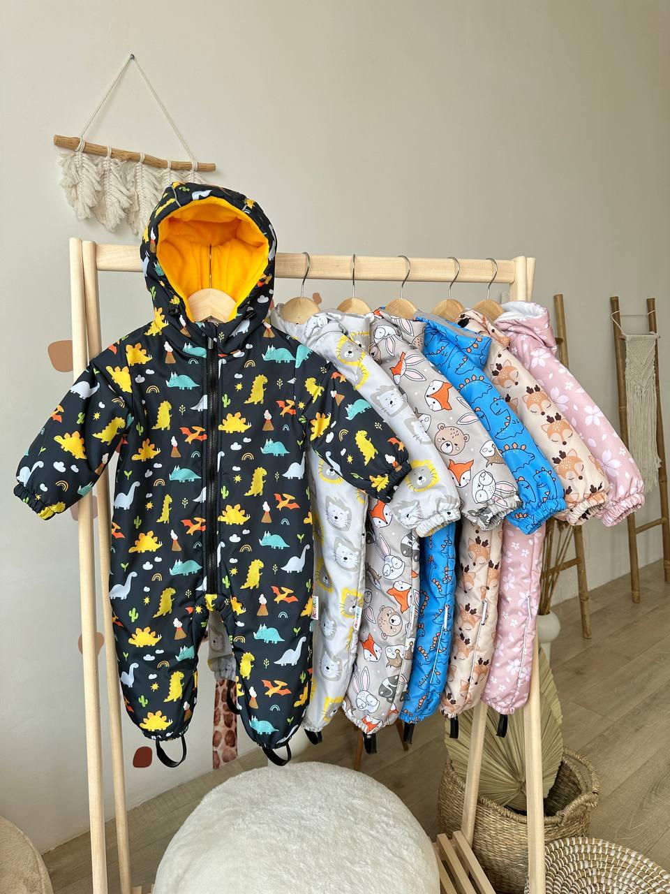 Дитячий демісезонний весняний осінній комбінезон 80 86 92 98 комбінезон з капюшоном