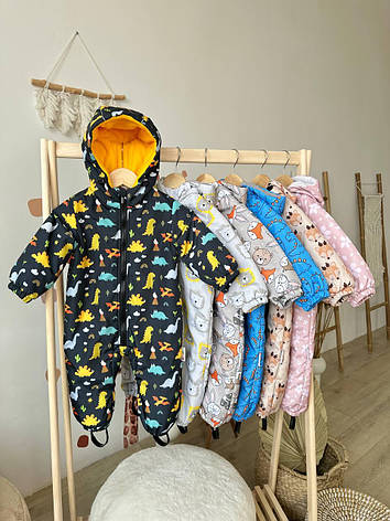 Дитячий демісезонний весняний осінній комбінезон 80 86 92 98 комбінезон з капюшоном, фото 1