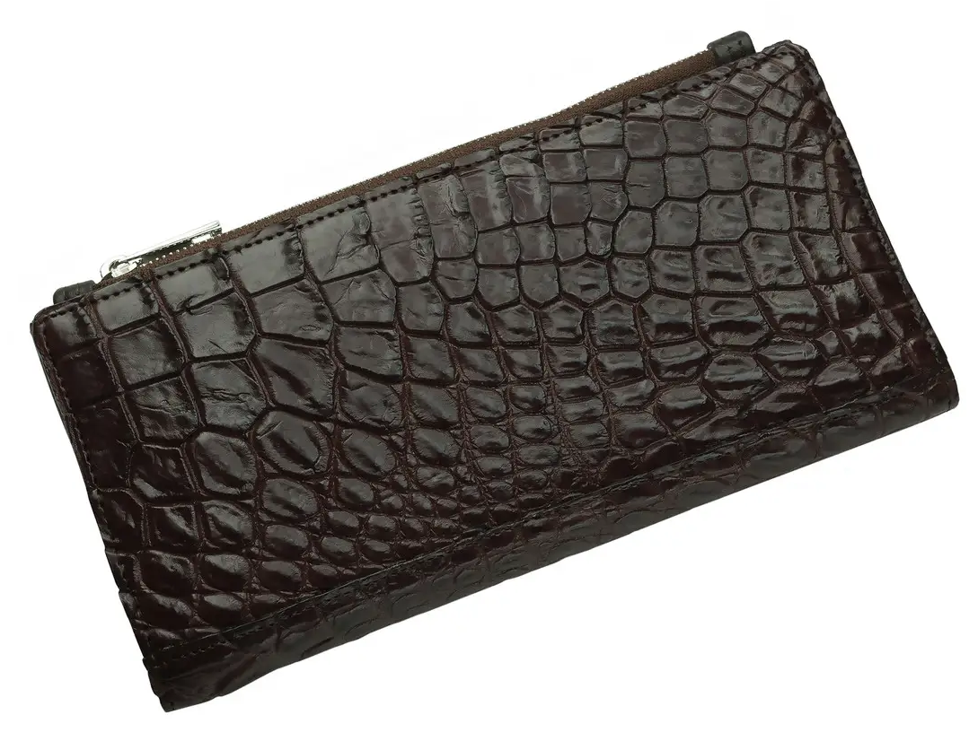 Гаманець зі шкіри крокодила на змійці Ekzotic Leather Коричневий (cw 93)