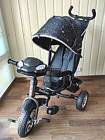 Детский велосипед трехколесный с родительской ручкой Best Trike, Велосипед 3х колесный с ручкой музыка свет Черный