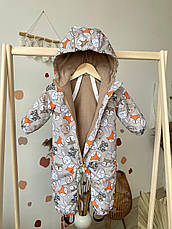 Дитячий демісезонний весняний осінній комбінезон 80 86 92 98 комбінезон з капюшоном, фото 2