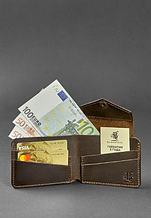 Шкіряні гаманці ручної роботи для дівчат, жіночий якісний гаманець на кнопці Темно коричневий