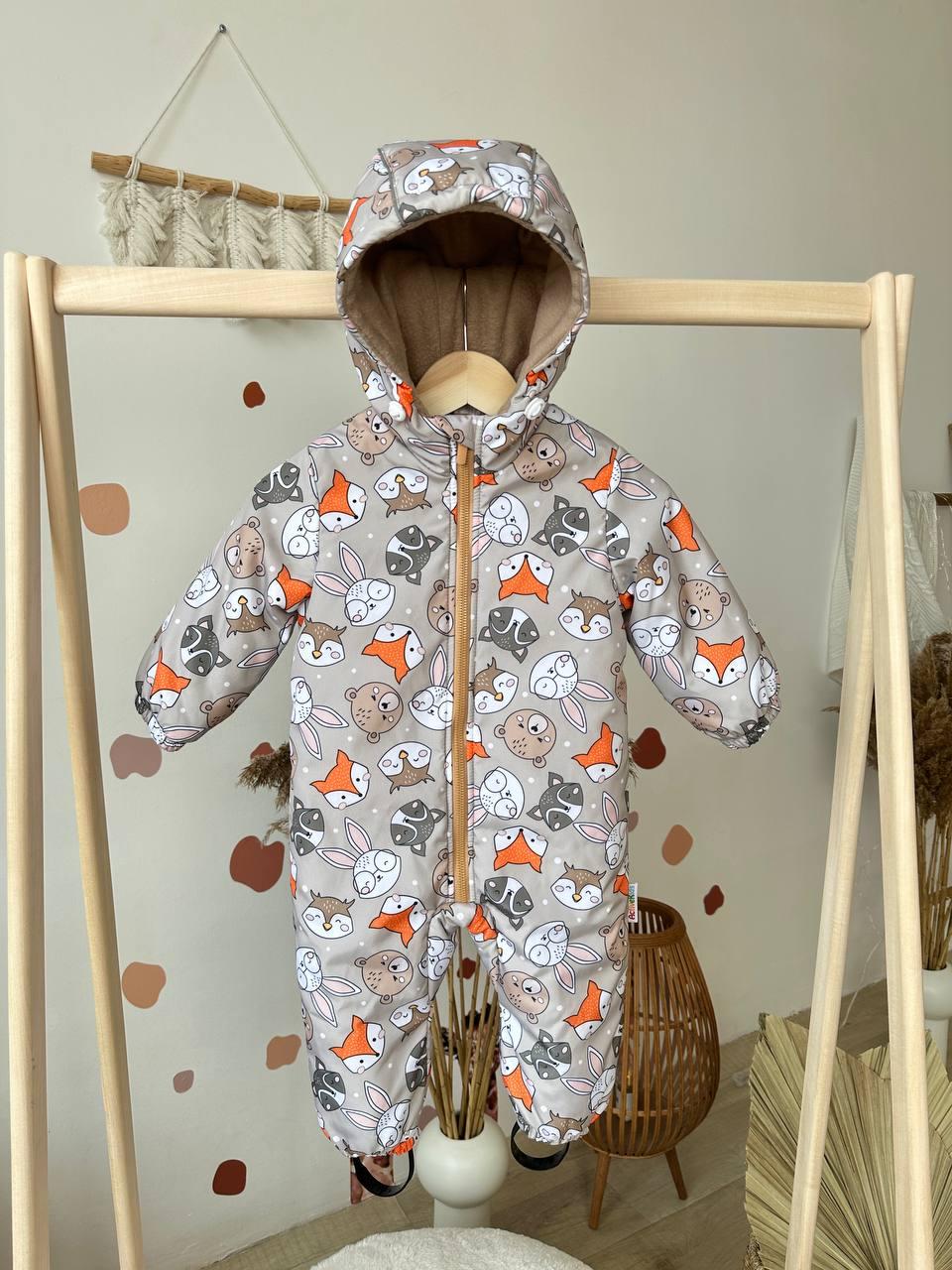Дитячий демісезонний весняний осінній комбінезон 80 86 92 98 комбінезон з капюшоном