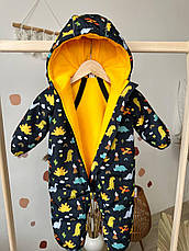 Дитячий демісезонний весняний осінній комбінезон 80 86 92 98 комбінезон з капюшоном, фото 2