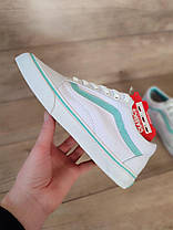 Белые тканевые кеды VANS white / Blue с голубой полосой женские текстильные весна- лето, фото 3