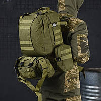 Тактический походный военный рюкзак BresH олива (65 л) нейлоновая кордура Армейский рюкзак ЗСУ