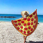 Пляжний круглий рушник з мікрофіброю, килимок-покривало,  підстилка  для пляжу,  пікніка  з  бахромою, "піца", фото 2