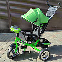 Трехколесный велосипед с родительской ручкой Велосипед-коляска для малышей с ручкой звуки свет USB