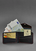 Шкіряні гаманці ручної роботи для дівчат, жіночий якісний гаманець на кнопці Чорний